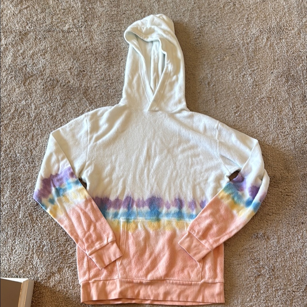 Pink and Purple Color-Block Hoodie with Artistic Flair